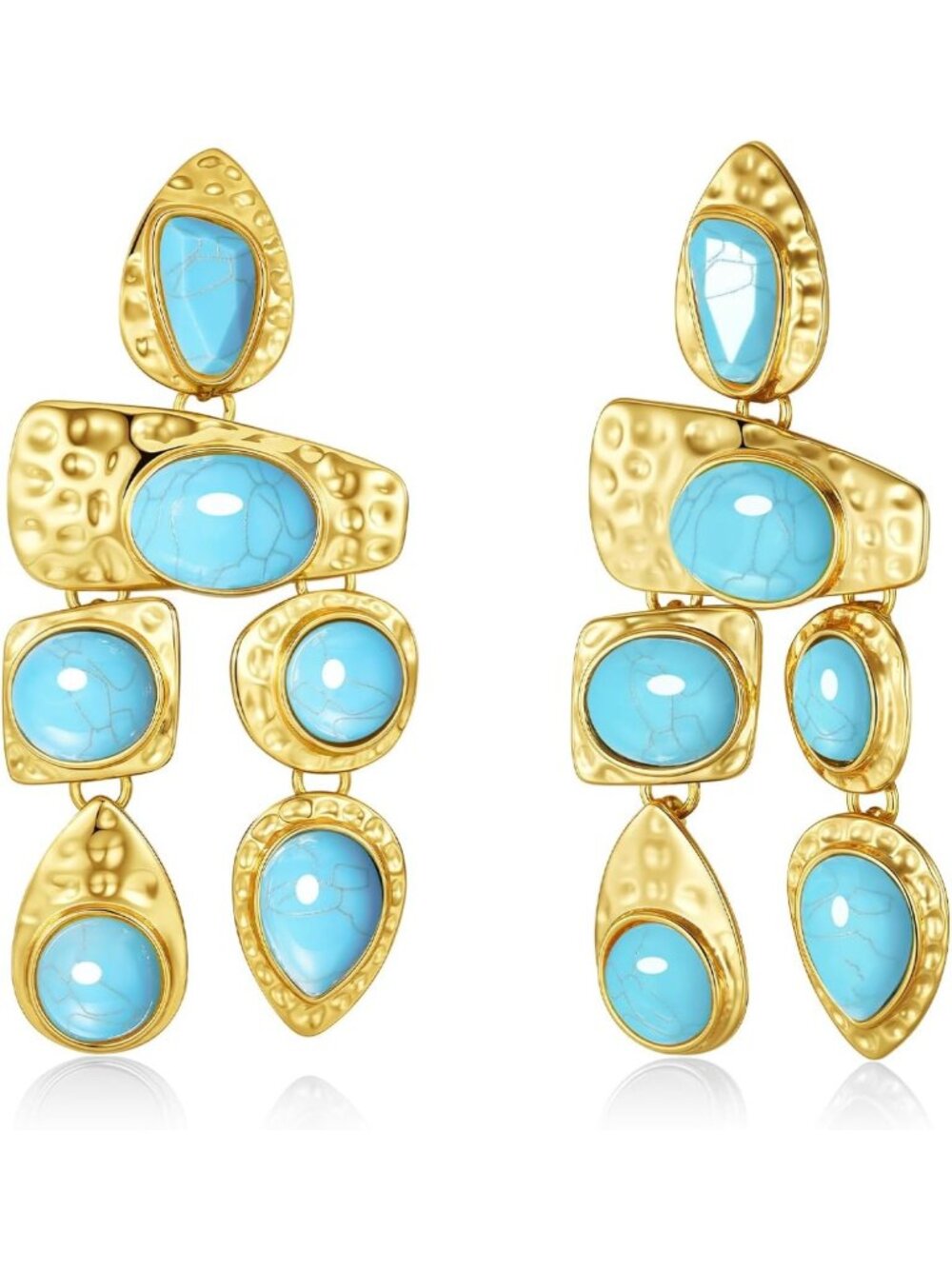 18K Gold Plated Boho Dangle Gemstone Earrings - Unique Vintage Handmade Jewelry